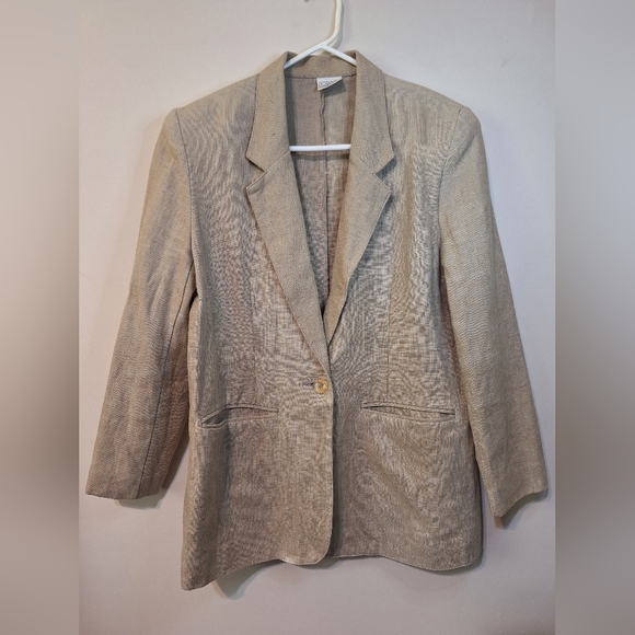 Vintage 70s Notables by Eatons 100% oversized Ramie Blazer Jacket - Picture 1 of 10